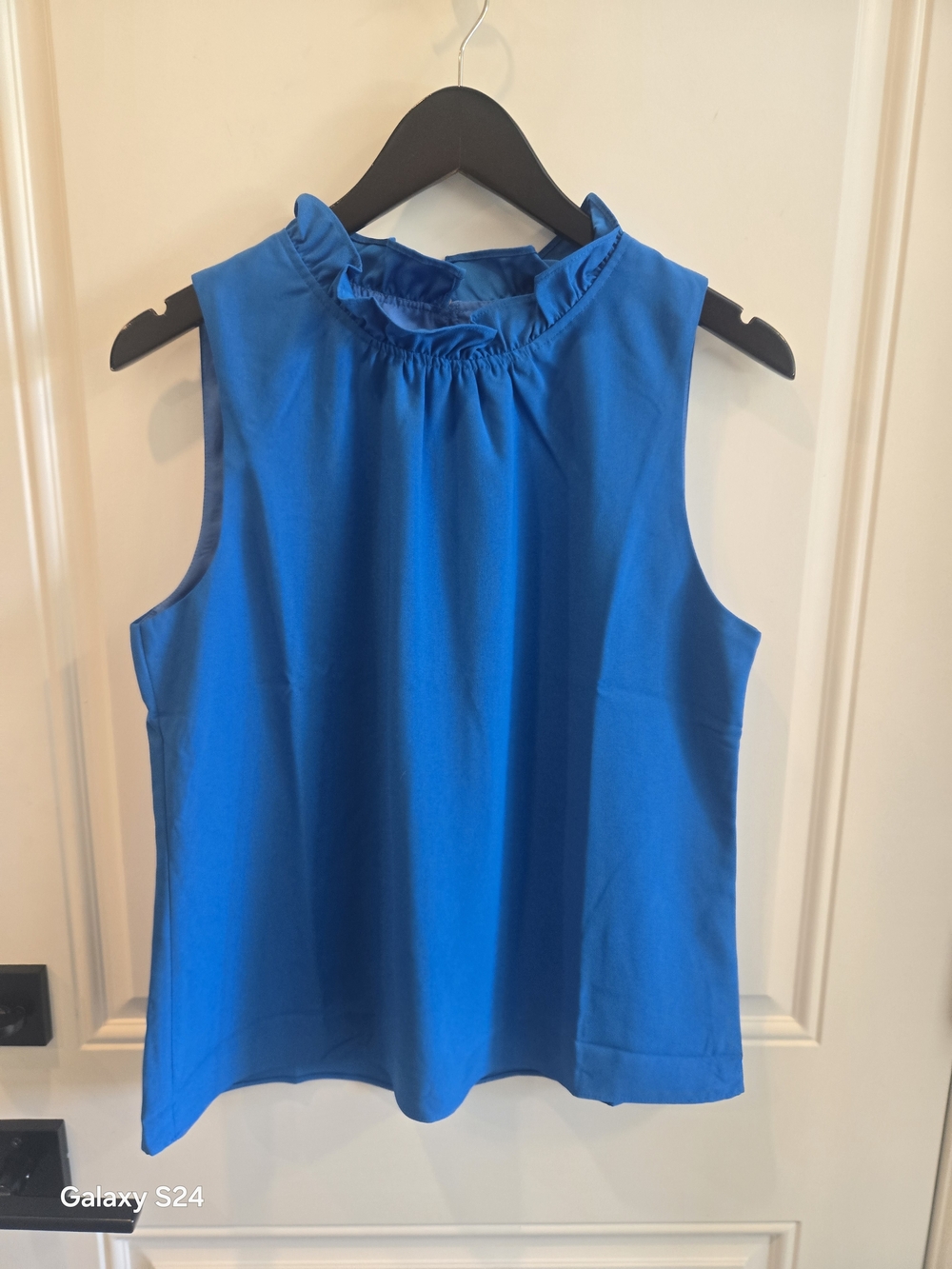 J. Crew Cobalt Blue Ruffle-Neck Sleeveless Camisole